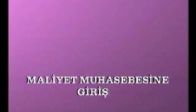 Ders 1: Maliyet Muhasebesine Giriş